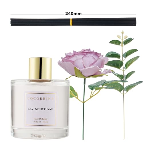 Flower Reed Diffuser - Lavender Thyme 6.7oz Scented Diffuser with Sticks Home Fragrance Essential Oil for Bathroom Shelf Decor (Artificial Flower) - size: 6.7 Ounce/1pack