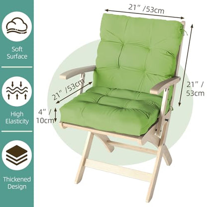 Outdoor Chair Cushions 42x21x4 Inch Set of 2, Olive | Patio Cushions for Dining Rocking Chairs, High Back Soft Seat Pad with Ties, Waterproof Fade Resistant, Indoor Outside Use - color: Olive