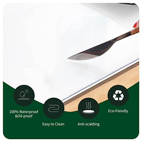 Crystal PVC Table Mat - 1.5mm Thick, 12x48 Inch Clear Table Cover Protector, Rectangular Plastic Desk Pad; Non-Slip, Heat Resistant - color: Clear1.5 Rectangle, size: 12" x 48"