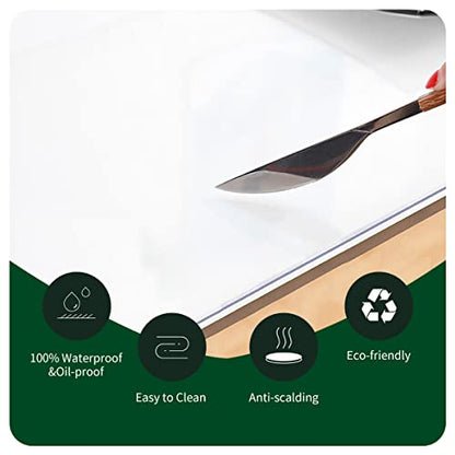 Crystal PVC Table Mat - 1.5mm Thick, 12x48 Inch Clear Table Cover Protector, Rectangular Plastic Desk Pad; Non-Slip, Heat Resistant - color: Clear1.5 Rectangle, size: 12" x 48"