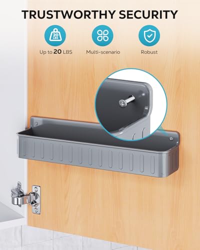 Nieifi Spice Rack Wall Mount, 4 Pack Grey, 2" Depth, Screw/Adhesive | Wall-Mounted with Removable Hooks Saves Counter Space, Fits 2" Deep Jars, Ideal for Kitchen Cabinets, Pantry Doors, and RVs - color: Grey