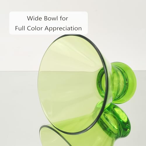 Set of 6 Martini glass 9 oz Stemless Glasses,Heavy Base Stable Cocktail/Drink/Juice/Red Wine Glasses,Fits Ice Cream/Milkshakes,Dishwasher Safe,Ideal Gift for Home Party (Green) - color: Green