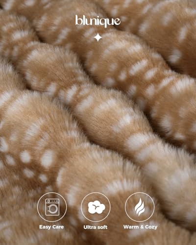 Ultra Soft Cozy Faux Fur Throw Blanket, Fuzzy Plush Thick Bubble Blanket, Oversize Luxury Fluffy Blanket for Couch, Sofa, Bedroom, and Living Room,50x60 Inches,Tie-Dye Camel - color: Tie-dye Camel, size: Throw