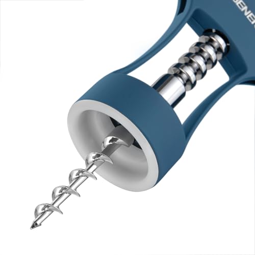 Beneno Wine Opener, Premium Wing Corkscrew Wine Bottle Opener, Blue | Durable Solid Zinc Alloy Body, Precise Sharp-Edged Screw, Ergonomic Non-Slip Grip Wing Handle, Multifunctional Bottle Openers - color: Blue