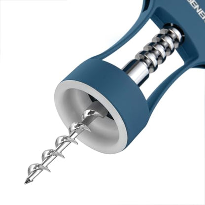 Beneno Wine Opener, Premium Wing Corkscrew Wine Bottle Opener, Blue | Durable Solid Zinc Alloy Body, Precise Sharp-Edged Screw, Ergonomic Non-Slip Grip Wing Handle, Multifunctional Bottle Openers - color: Blue