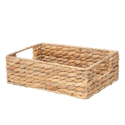 Water Hyacinth Storage Basket - Small Rustic Rectangle Woven basket Organizer with Handle for Home & Office Decor (Hyacinth) - style: Hyacinth