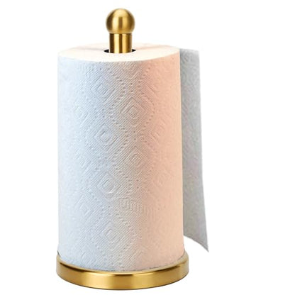 Paper Towel Holder Stand with Sturdy Base Fits Standard and Jumbo Sized Paper Towel, Paper Towel Holder Countertop (Gold) - color: Gold