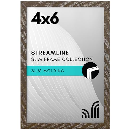 Americanflat 4x6 Picture Frame in Distressed Brown with Shatter Resistant Glass - Horizontal and Vertical Formats for Wall and Tabletop | Shatter-resistant glass, hangs vertical or horizontal, hanging hardware included, secure turn-tab backing - color: Di