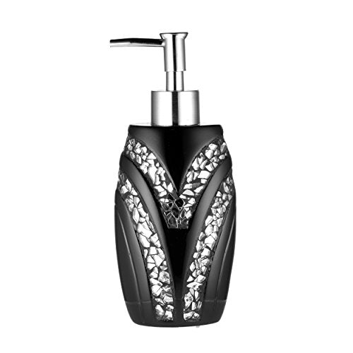 Zahari Home Sinatra Soap Dispenser/Lotion Pump Unique Design Bling Glass Mosaic Décor, Black - color: Black