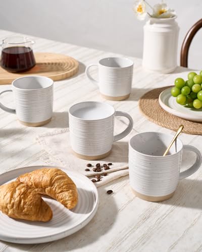famiware Coffee Mugs Set of 4, 13 oz Mug Set, Ceramic Cup Set with Handle | Stoneware Mug for Coffee, Tea, Latte, Cappuccino, Microwave and Dishwasher Safe, Constellation Series，White - color: Constellation-White, size: 4 Count (Pack of 1)