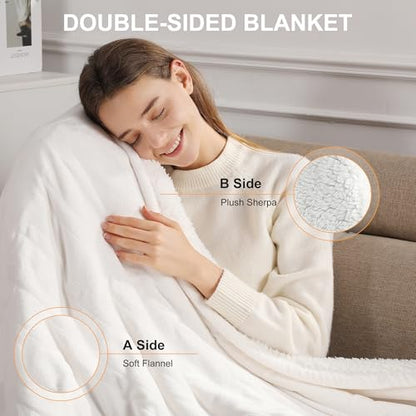 Heated Blanket White Heated Throw Blanket 50X60 Ultra Warm Electric Blanket - color: Cream, size: Throw 50" x 60"