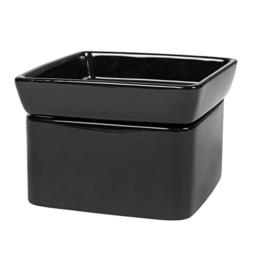Elanze Designs Black Candle Warmer Black Stoneware Electric 2-in-1 Jar Candle and Wax Tart Oil Warmer - color: Black