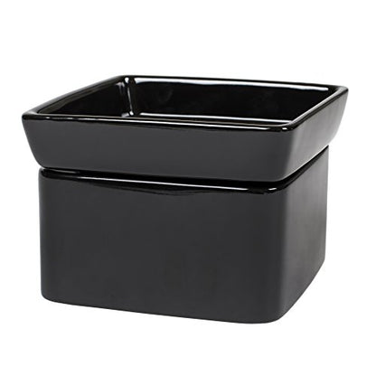 Elanze Designs Black Candle Warmer Black Stoneware Electric 2-in-1 Jar Candle and Wax Tart Oil Warmer - color: Black