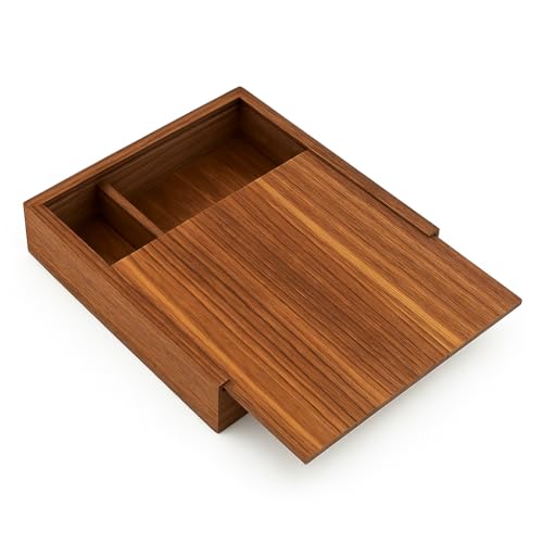 Walnut Wood Storage Box with Compartments | Handmade Gift Keepsake Organizer for Photos, USB Drives, Rings, Small Items | 6.7x6.7x1.4 inches (17x17x3.5cm) - color: Walnut Box-DHH-17*17CM