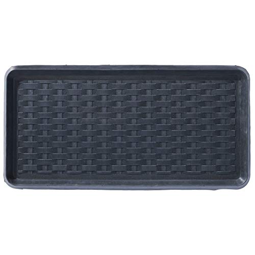 HF by LT Panama Weave Rubber Boot Tray, 32 x 16 inches, One-Piece Seamless Construction, Durable Vulcanized Rubber, Year Round Use Indoors or Outdoors, Black - color: Panama