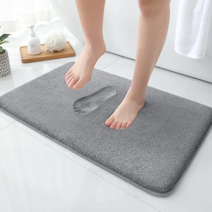 HOMEIDEAS Upgraded Bathroom Rugs Set 3 Piece, Ultra Soft Memory Foam Bath Mats, Super Absorbent Non Slip Washable U-Shaped Toilet Bath Rug (Grey, 17"x24"+20"x32"+U-Shaped 20"x24") - color: Grey
