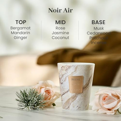 M&SENSE Noir Air Scented Soy Candle, 3 Wick Highly Scented 14.1 Oz 75H, Aromatherapy Christmas Gift for Women and Men - color: NoirAir, size: Medium