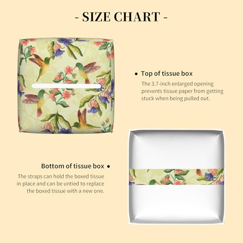 Hummingbirds and Flowers Tissue Box Cover Leather Tissue Box Holder Square Facial Paper Case Organizer Dispenser for Bathroom Vanity Countertop Tabletop Car Office - color: Color18