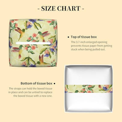 Hummingbirds and Flowers Tissue Box Cover Leather Tissue Box Holder Square Facial Paper Case Organizer Dispenser for Bathroom Vanity Countertop Tabletop Car Office - color: Color18