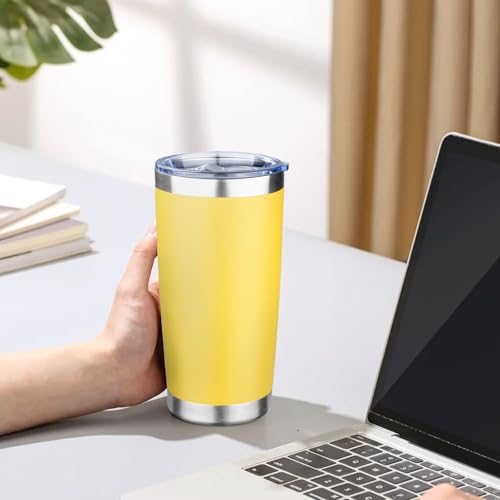 20oz Tumbler with Lid Double Wall Vacuum Insulated Travel Coffee Mug Stainless Steel Thermal Cup Powder Coated Sturdy Coffee Tumbler for Hot and Cold Beverage (Yellow,1) - color: Yellow, size: 20 Ounces (1 Pack)