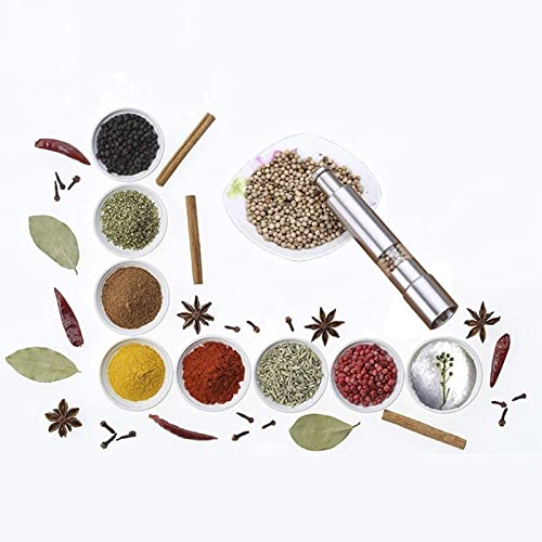 [2 Pieces] Premium Stainless Steel Salt Grinder and Pepper Mill Set for Pepper Sea Salt Himalayan Salt and Spices with Thumb Button for One Hand Operation