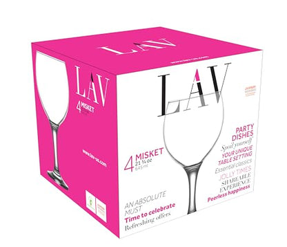LAV Gin and Tonic, Aperol Spritz Glass Set 4-Piece, 21.75 oz, Clear Balloon Wine Glasses with Stem for Red, White Wine, Cocktails, Oversize Large Goblets for Spritz, Water - style: Balloon Goblet
