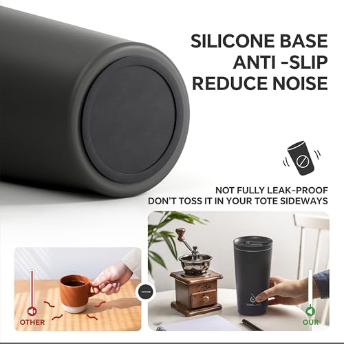 Ideus 17 oz Travel Coffee Mug, Double Wall Vacuum Stainless Steel Insulated Coffee Tumbler With Lid, Splash-Proof & Cup Holder Friendly, Keeps Drinks Hot/Cold, Dishwasher Safe, Black - color: Matte Black