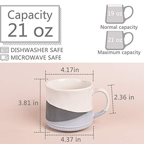 Bosmarlin Large Stoneware Coffee Mug, Big Tea Cup for Office and Home, 21 Oz, Dishwasher and Microwave Safe, 1 PCS (Geometry-Grey) - color: Geometry-Grey