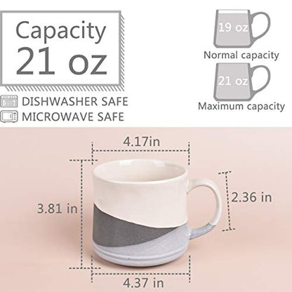 Bosmarlin Large Stoneware Coffee Mug, Big Tea Cup for Office and Home, 21 Oz, Dishwasher and Microwave Safe, 1 PCS (Geometry-Grey) - color: Geometry-Grey