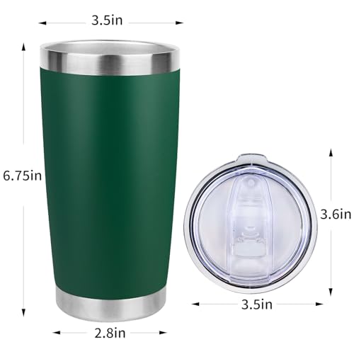 20oz Stainless Steel Tumbler with Lid, Travel Mug - Double Wall Vacuum Powder Coated Cup - Dark Green, 1 Pack - color: Dark Green, size: 1 Pack