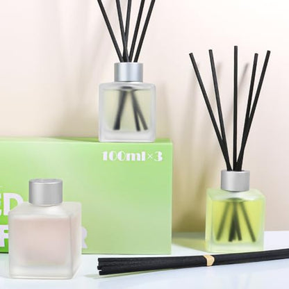 3-Pack Reed Diffuser, Jasmine White Tea/Lily/Peony Scented Oil | Flower Aroma Essential Oil with Diffuser Sticks, Long Lasting Bathroom Air Freshener, Home Fragrance for Room Decor - size: 3 Packs/10 fl oz