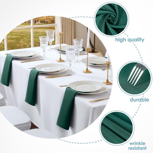 VidaFete Green Cloth Napkin, 17 x 17 Inch Polyester Napkins Set of 12 | Polyester Napkins Cloth Reusable & Wrinkle-Resistant Dinner Napkins for Weddings, Banquets, Parties, Hotels and Restaurants - color: Green, size: 17" x 17" (Set of 12)