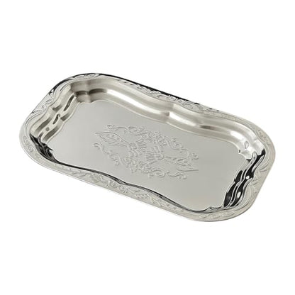 Metal Food Tray Stainless Steel Floral Engraved Party Platters for Displaying Fruits Dessert and Cupcakes Wedding Decors Metal Engraved Serving Tray