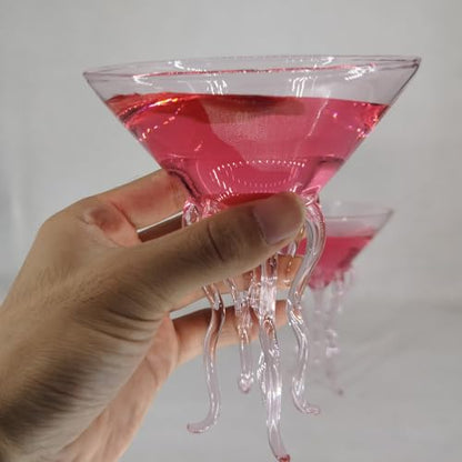 GAOGAO Octopus Cocktail Glass Creative Martini Drinkware Bar Goblet Snifters (250ML pink glass) - color: Pink (250ml), size: 8.5 Ounces