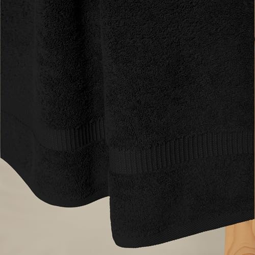 SALBAKOS 4-Piece 100% Turkish Cotton Bath Towels, 27x54 inch, Black | Standard Size, 630 Gsm Thick Super Soft Highly Absorbent Quick-Dry Bathroom Towel, Premium Hotel & Spa Quality Made in Turkey - color: Black, size: 4 Bath Towels