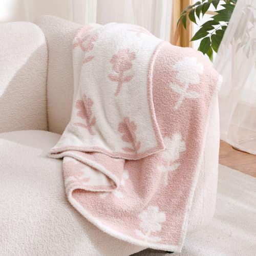Snuggle Sac Flower Throw Blanket for Couch, Fuzzy Microfiber Warm Winter Daisy Floral Blankets, Sunflower Throws Gifts, Flower Pink, 50x60 inches - color: Flower Pink, size: Throw(50"x 60")