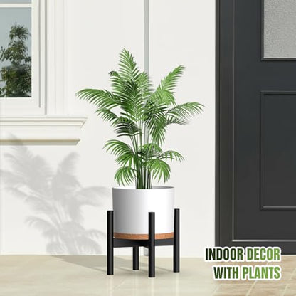 10/9/8 Inch Plant Pots 3 Pack, with Drainage Hole & Saucers | Cylindrical plastic planters with drainage holes & saucers. Modern matte finish, lightweight & durable for indoor/outdoor use - color: Matte White&brown