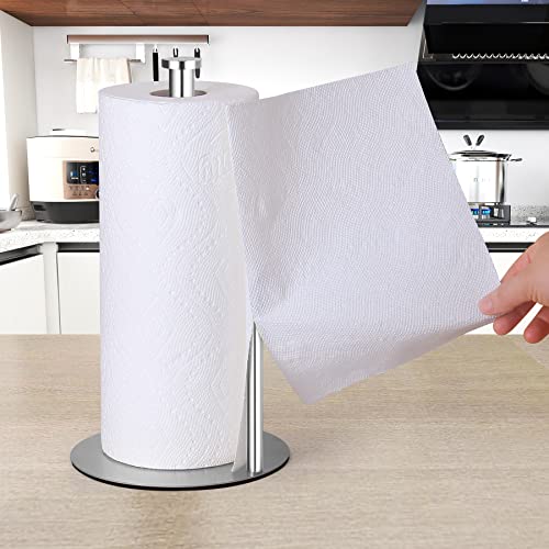Paper Towel Holder Countertop, OBODING, Stainless Steel Kitchen Paper Towel Holder Stand for Kitchen Organization, Stainless Steel Paper Towel Holders for Standard and Large Rolls (Silver) - color: Silver