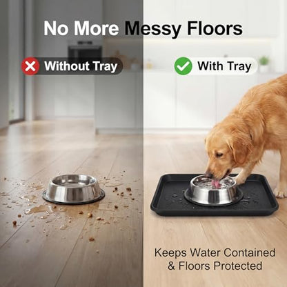Kingrol 4-Pack Small Shoe Trays for Entryway Indoor, 16.5" x 12.6" Individual Boot Tray with Raised Lip, Waterproof Plastic Shoe Mat Tray for One Pair, Pet Bowls, Plants, Under Sink & Floor Protection