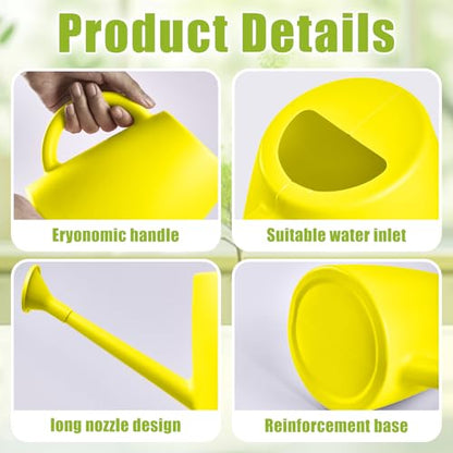 ZXJ Grip Plant Watering Cans for Indoor and Outdoor Home Garden Plants - with Long Spout - Yellow- 1/2 Gallon - color: Yellow