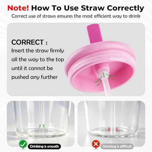 40oz Glass Tumbler with Flip Straw Lid, Handle, Silicone Sleeve, Pink | Leakproof Lid, Fits Car Cup Holder Glass for Iced Coffee, Water, Cold Drinks, Travel, Outdoor, Partys&Home - color: Pink