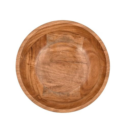 Decorative Bowl Acacia Wood Bowl – Round Curved Shaped Centerpiece Bowl for Table, Wedding, Home, Party Décor (10" X 10" X 4")