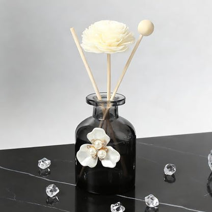 Empty Fragrance Glass Reed Diffuser Bottles 100ml/3.5oz 4 Pack with 12pcs Reed Diffuser Sticks,Refillable,Aromatherapy Storage Containers,DIY Replacement for Reed Diffuser Sets(4 Color)
