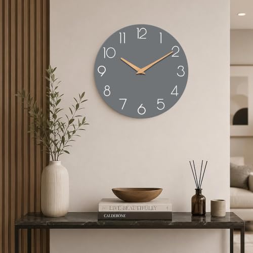 cicininc 8 Inch Battery Operated Wall Clock, Silent Analog, Gray | Kitchen | Office | Bedroom | Bathroom | Small Size | Easy-to-read Numbers - color: A_gray, size: 8"