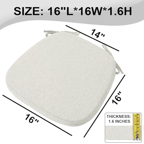 SINOSSO 1 Pack Memory Foam Chair Cushions for Dining Chair, Friendly Woven Fabric 16" U-Shape Comfortable Kitchen Chair Pad, Removable Slip Resistant Seat Cushion (1 Piece, Beige-Gray) - color: Beige-gray