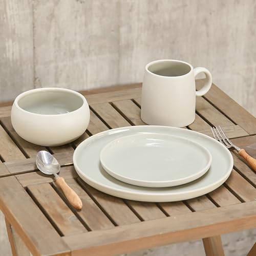 Bico Reactive Glaze Light Grey 7 inch Salad Plates Set, Set of 4, Microwave and Dishwasher Safe, for Salad, Appetizer, Side Dishes, Tapas