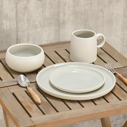 Bico Reactive Glaze Light Grey 7 inch Salad Plates Set, Set of 4, Microwave and Dishwasher Safe, for Salad, Appetizer, Side Dishes, Tapas