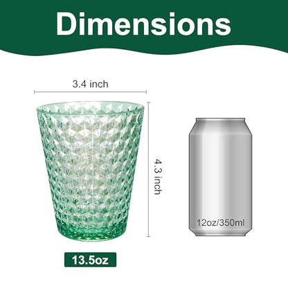 Lily's Home Unbreakable Premium Drinking Glasses Set of 4, Plastic Cups, Reusable Drinkware, Tumblers Water Cups Shatterproof & Stackable, Indoor & Outdoor cups 3.4in×4.3in,13.5oz. Made in Taiwan. - size: 13.5 Ounces (Hexagonal)