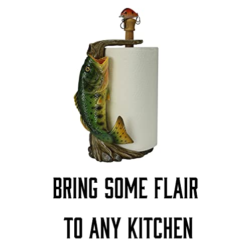 Rivers Edge Products Paper Towel Holder, Paper Towel Holder Countertop with Largemouth Bass, Kitchen Stand, Hand-Painted Poly-Resin, Wood, Weighted Base, Fits Standard 11-Inch Rolls, 16 Inch, 1 Count - color: Deer