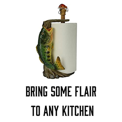Rivers Edge Products Paper Towel Holder, Paper Towel Holder Countertop with Largemouth Bass, Kitchen Stand, Hand-Painted Poly-Resin, Wood, Weighted Base, Fits Standard 11-Inch Rolls, 16 Inch, 1 Count - color: Deer